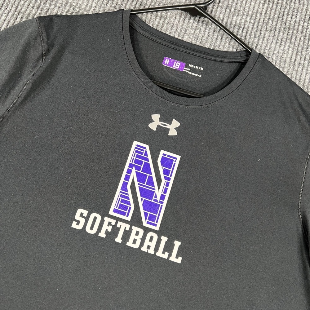 Northwestern Wildcats Softball Shirt Mens Medium‎ Black Short Sleeve Team Issued